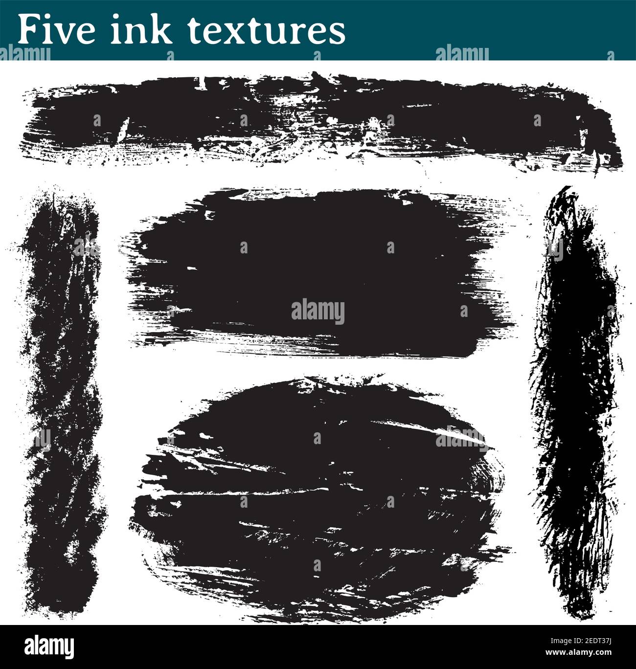 Set of textures made with ink stains to give a grunge look to your vector works Stock Vector