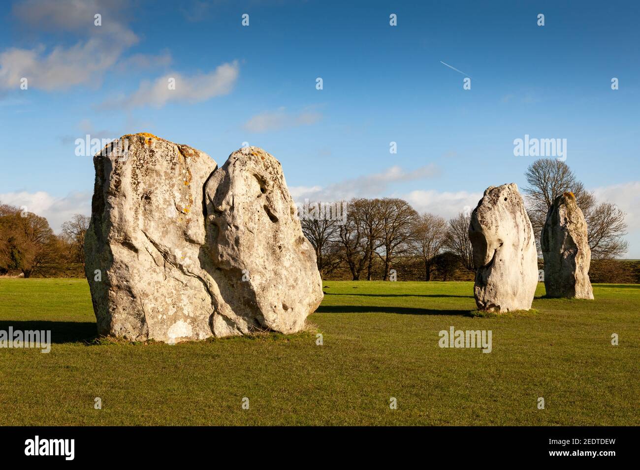 Standing stones at Avebury, on a bright Winter's day, Wiltshire, Uk Stock Photo