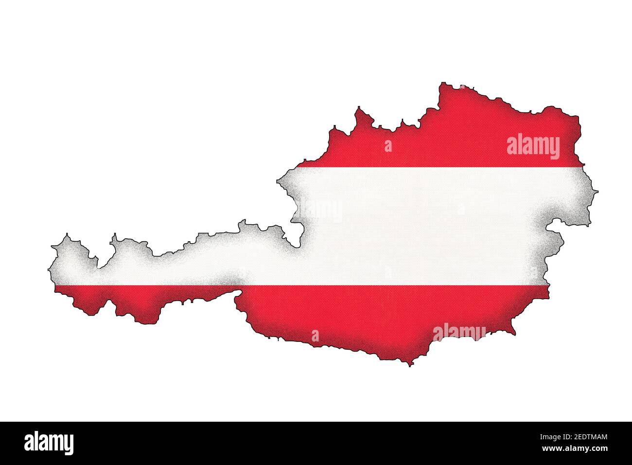 Austria border silhouette with national flag isolated on white ...