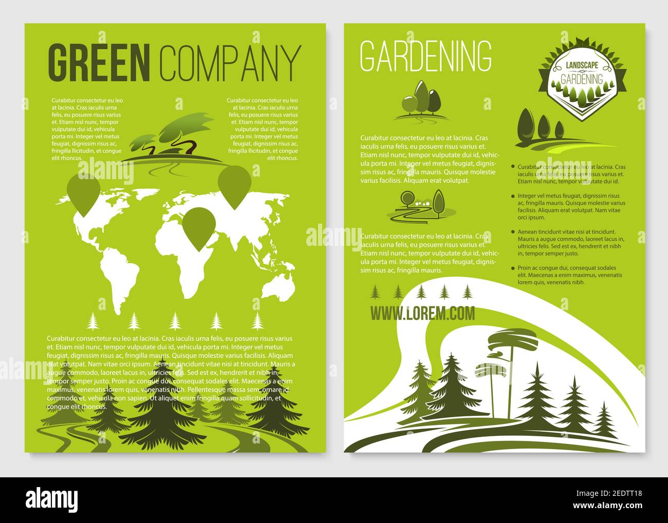 Gardening service or green company posters set. Garden landscape design ...