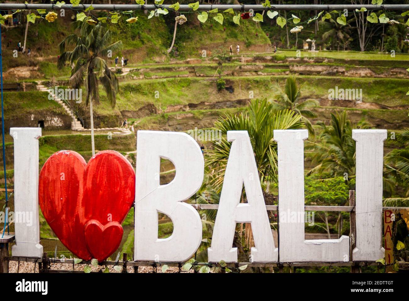 I love Bali sign at Tegallalang Rice Terraces Stock Photo