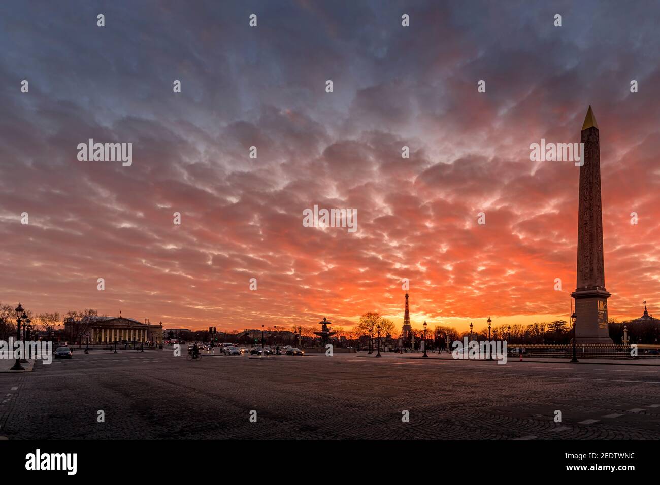 Paris, France February 12, 2021 Wide angle view of Egyptian Luxor