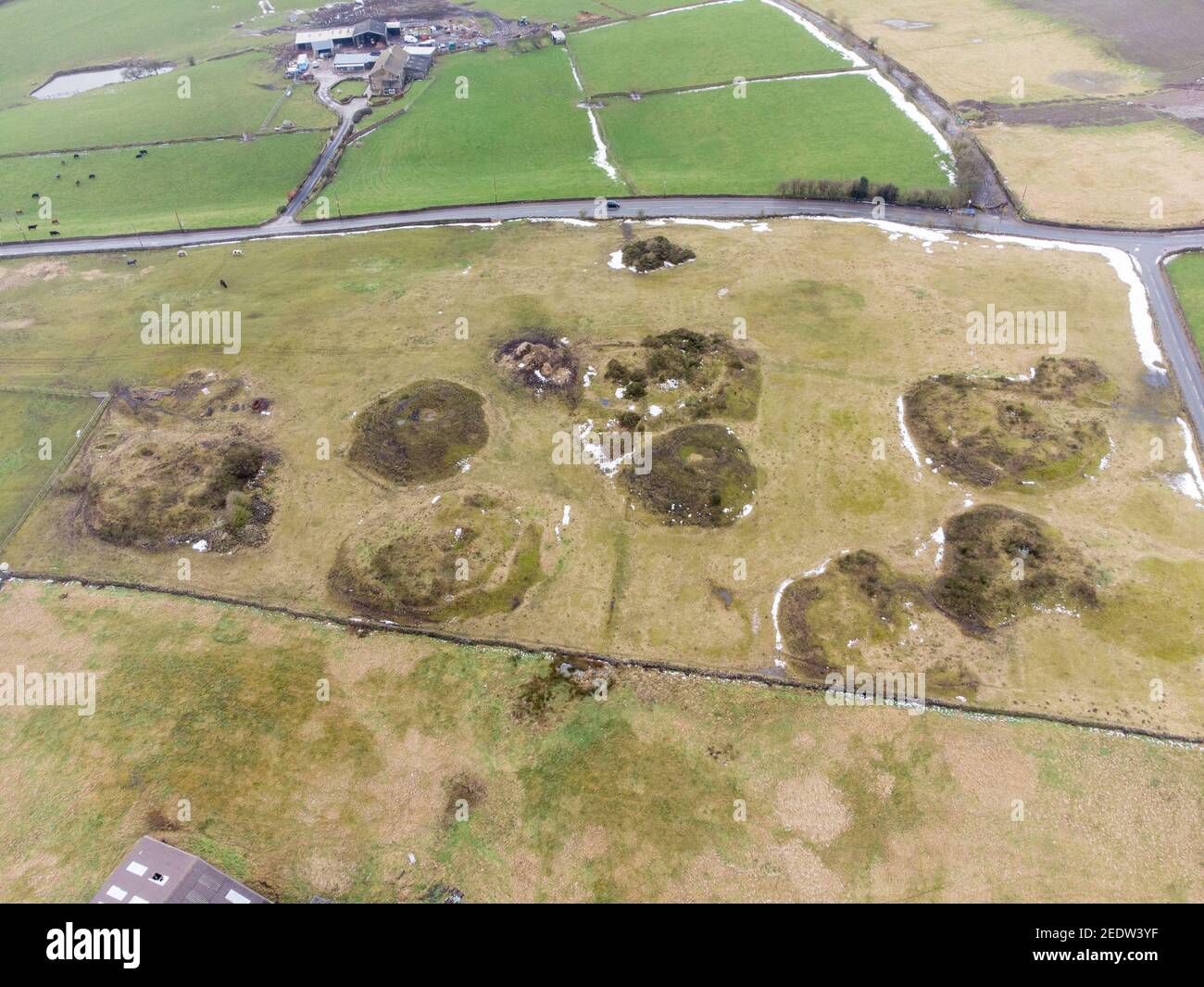 Bell Pits. Surface remains show evidence of early coal mining seen in