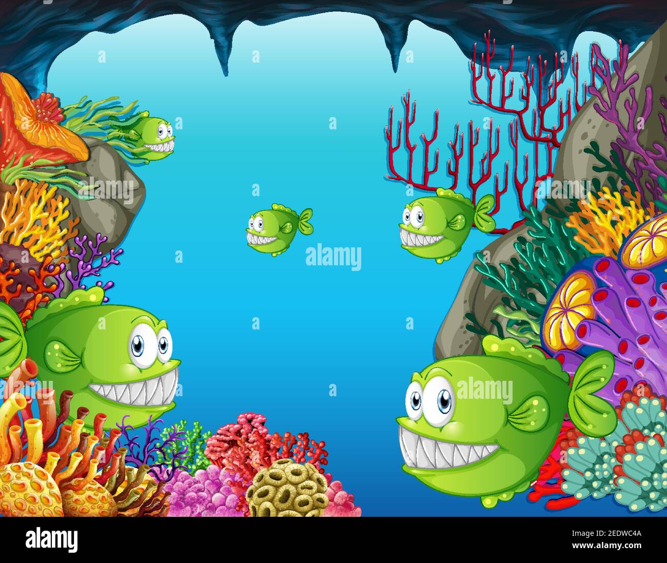 Free Vector  Cute bright fish game cartoon character set vector  illustration of underwater sea or aquarium creatures marine and ocean  tropical animals with smiling faces aquatic saltwater colorful critters