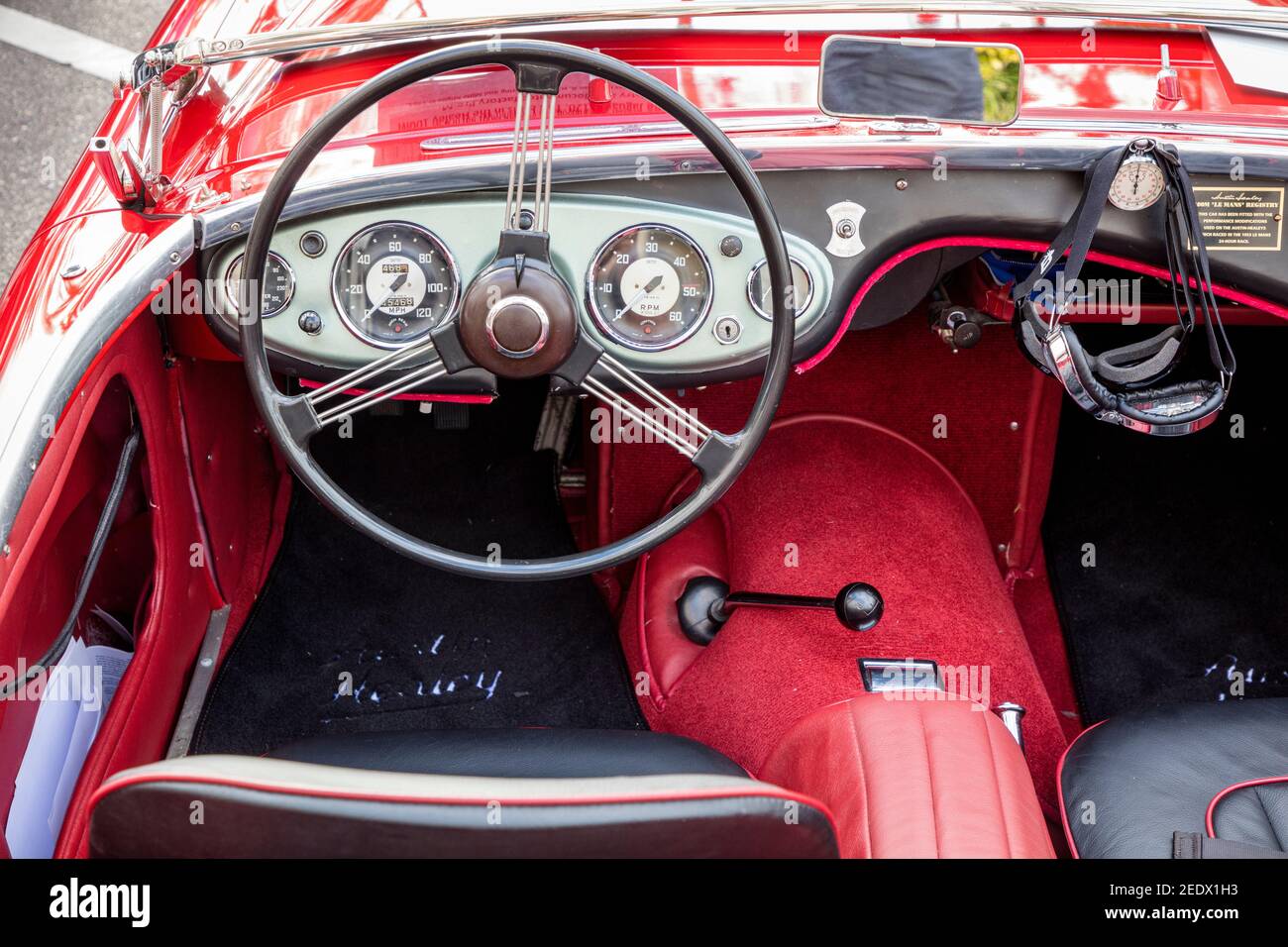 1954 Austin Healey 100 Le Mans on display at 'Cars on Fifth' - Naples, Florida, USA Stock Photo