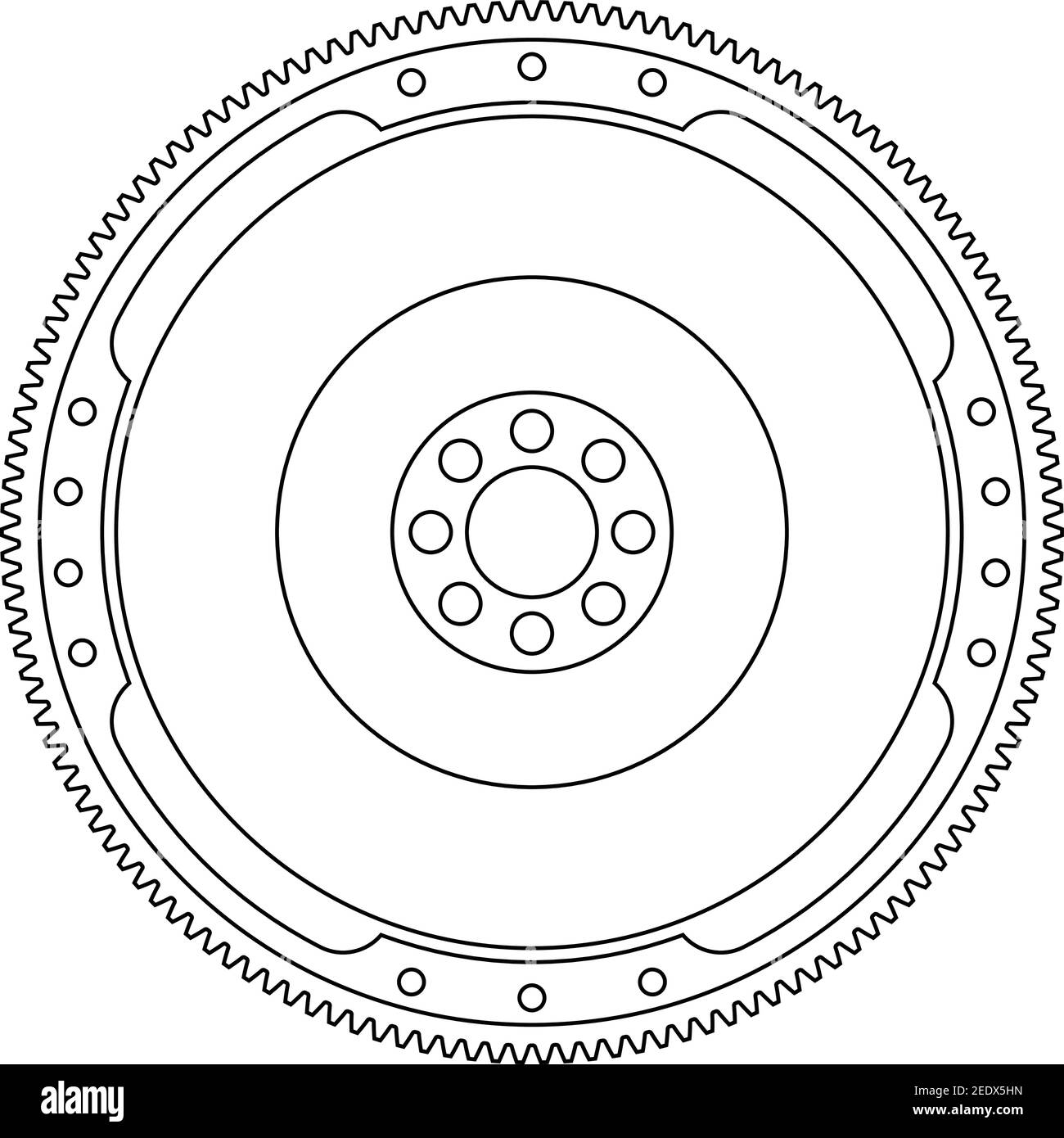 Flywheel. Drive train. Spare parts. Vector thin line Stock Vector Image