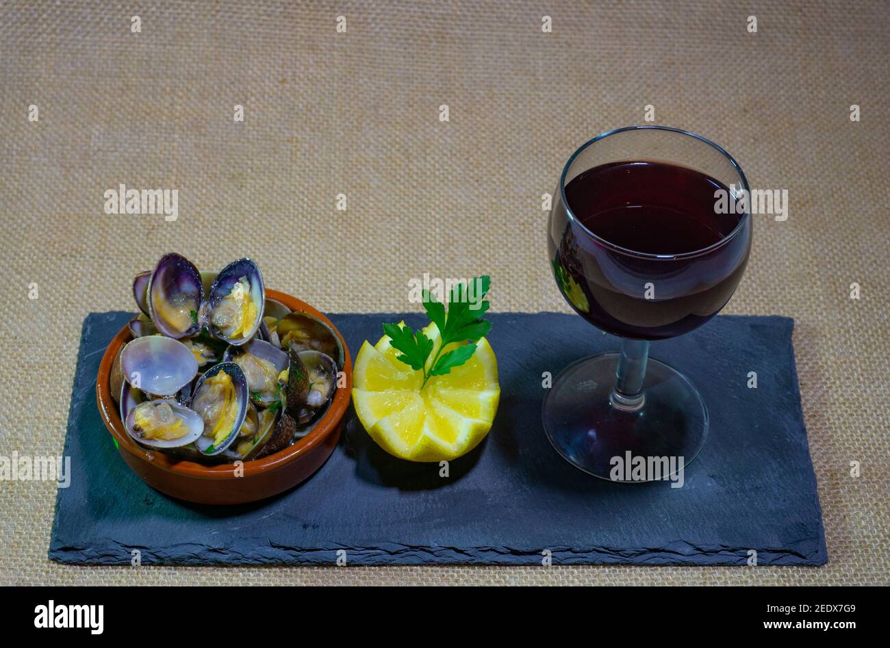 typical spanish clam plate Stock Photo Alamy