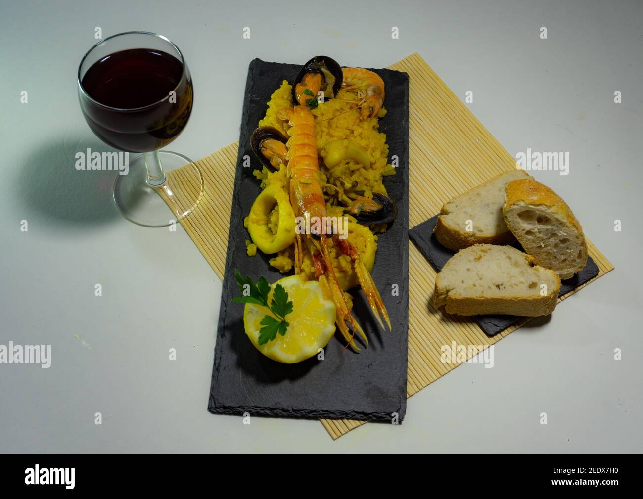 serving of typical Spanish paella Stock Photo Alamy