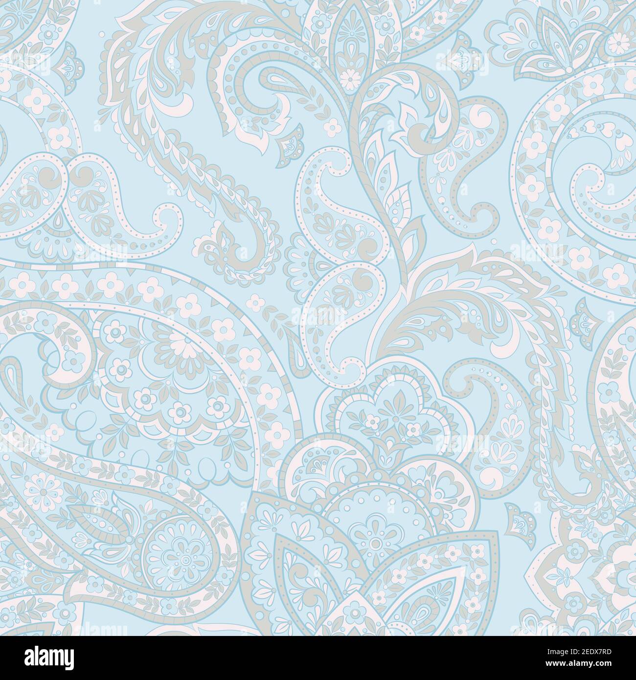 Floral seamless pattern with paisley ornament. Vector illustration in ...