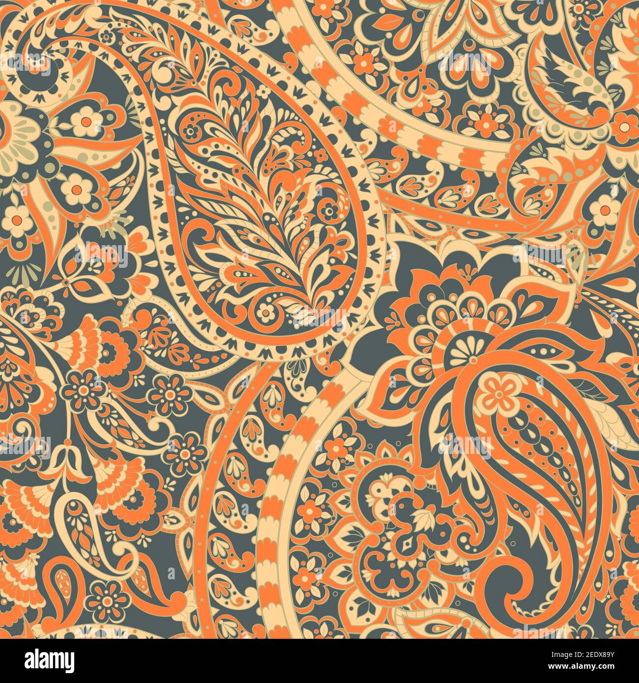 Seamless pattern with paisley ornament. Vector illustration in asian ...