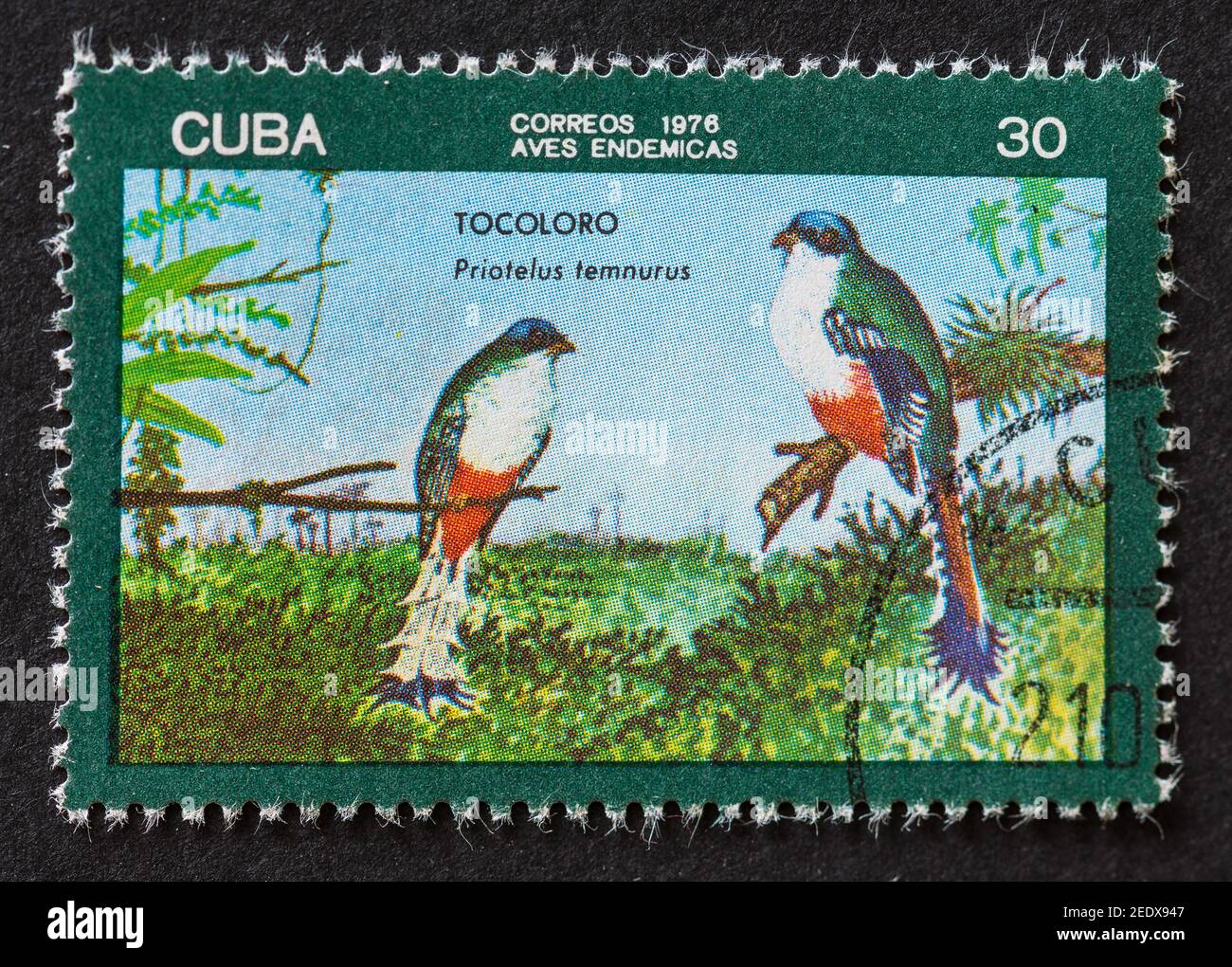 Old vintage Cuban postal stamps Stock Photo