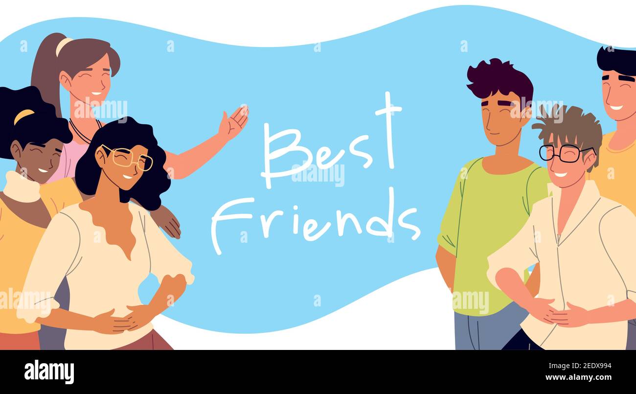 best friends women and men characters vector illustration Stock Vector ...