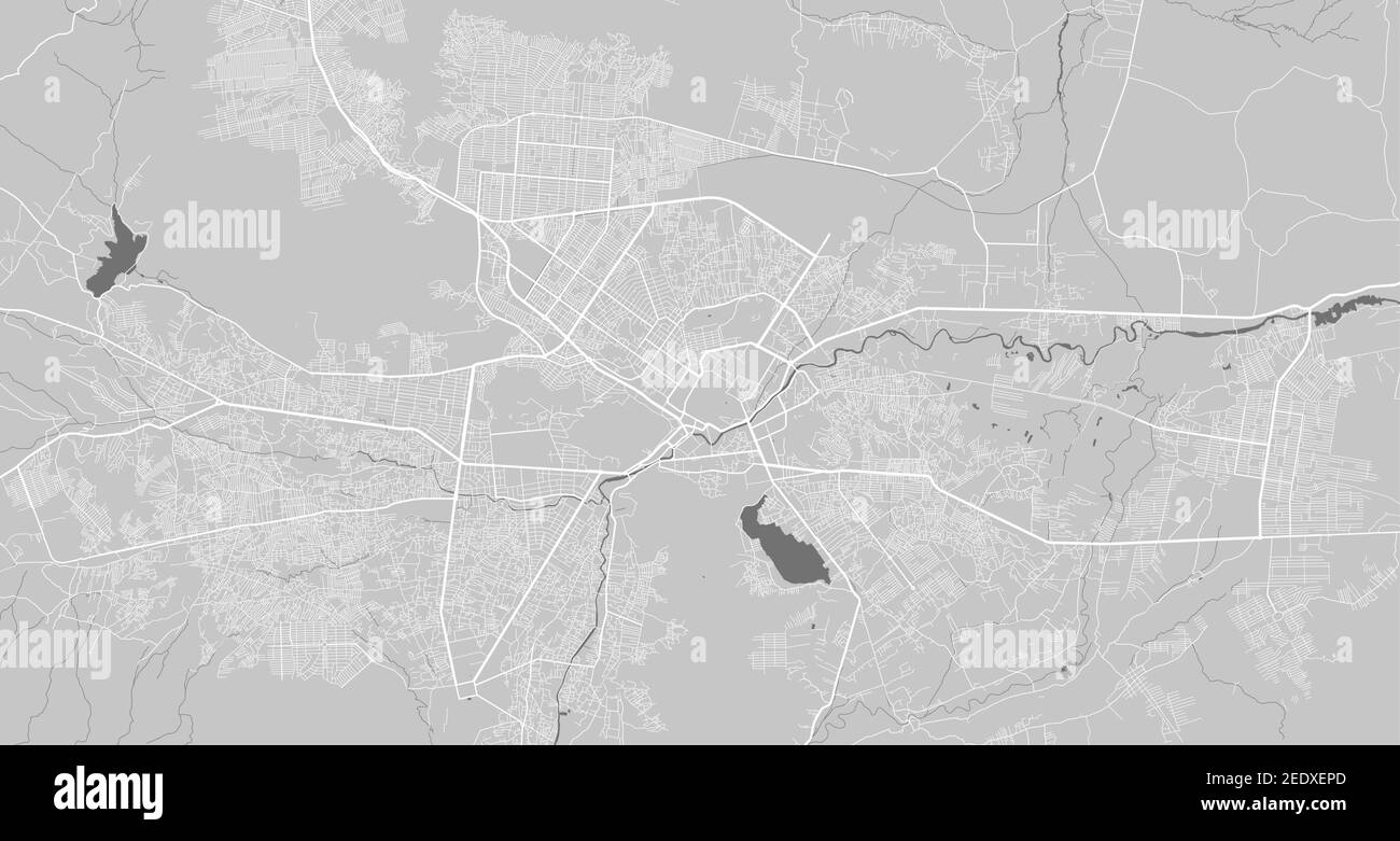 Urban city map of Kabul. Vector illustration, Kabul map grayscale art poster. Street map image with roads, metropolitan city area view. Stock Vector