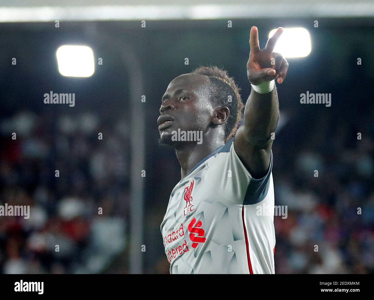 Soccer Football - Premier League - Crystal Palace v Liverpool - Selhurst Park, London, Britain - August 20, 2018  Liverpool's Sadio Mane celebrates scoring their second goal                     REUTERS/Eddie Keogh  EDITORIAL USE ONLY. No use with unauthorized audio, video, data, fixture lists, club/league logos or 'live' services. Online in-match use limited to 75 images, no video emulation. No use in betting, games or single club/league/player publications.  Please contact your account representative for further details. Stock Photo