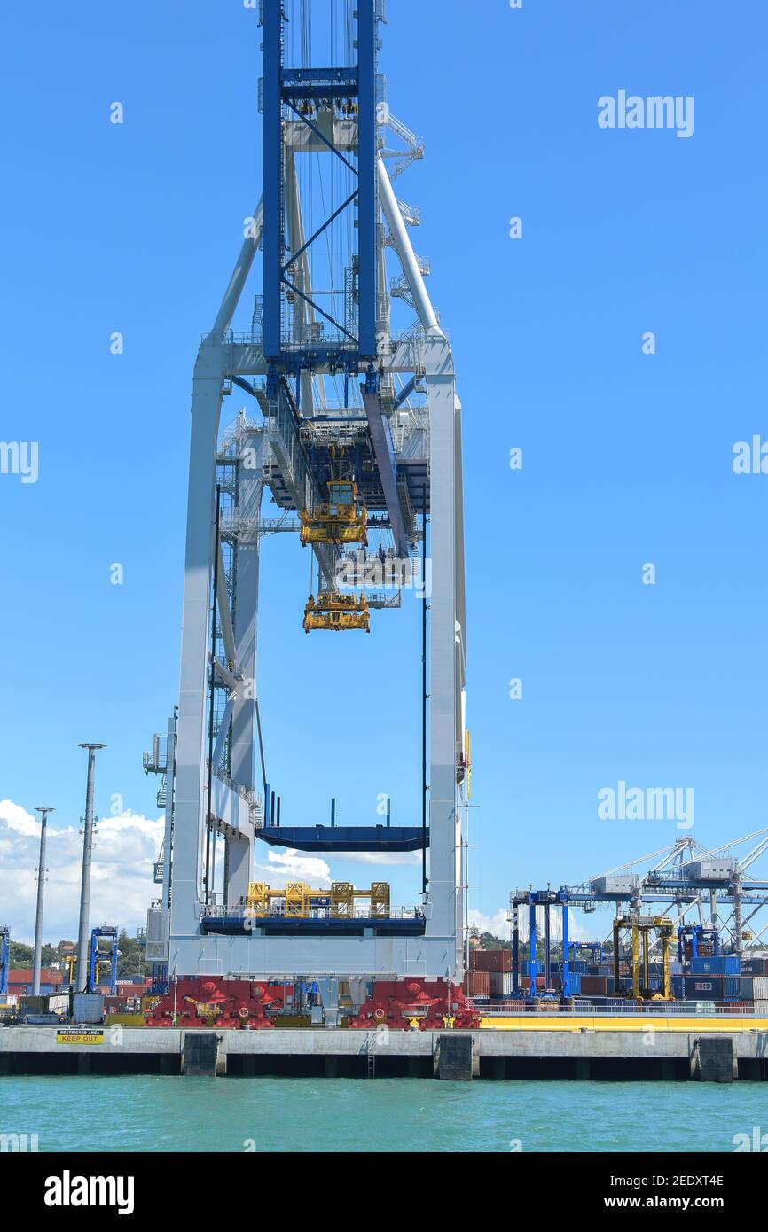 AUCKLAND, NEW ZEALAND Feb 11, 2021 View of portal container crane at