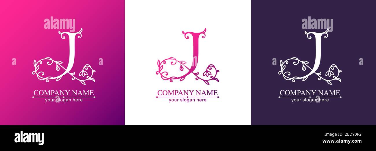 Letter J logo template Monnogram delicate floral design Personal Letter J logo template Monnogram delicate floral design Personal