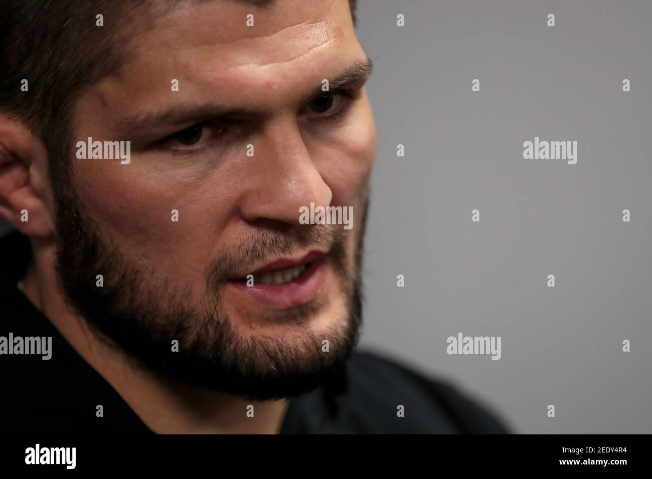 2021, Russia, Moscow, Russian UFC fighter Khabib Nurmagomedov buy EFC. Press conference Stock Photo