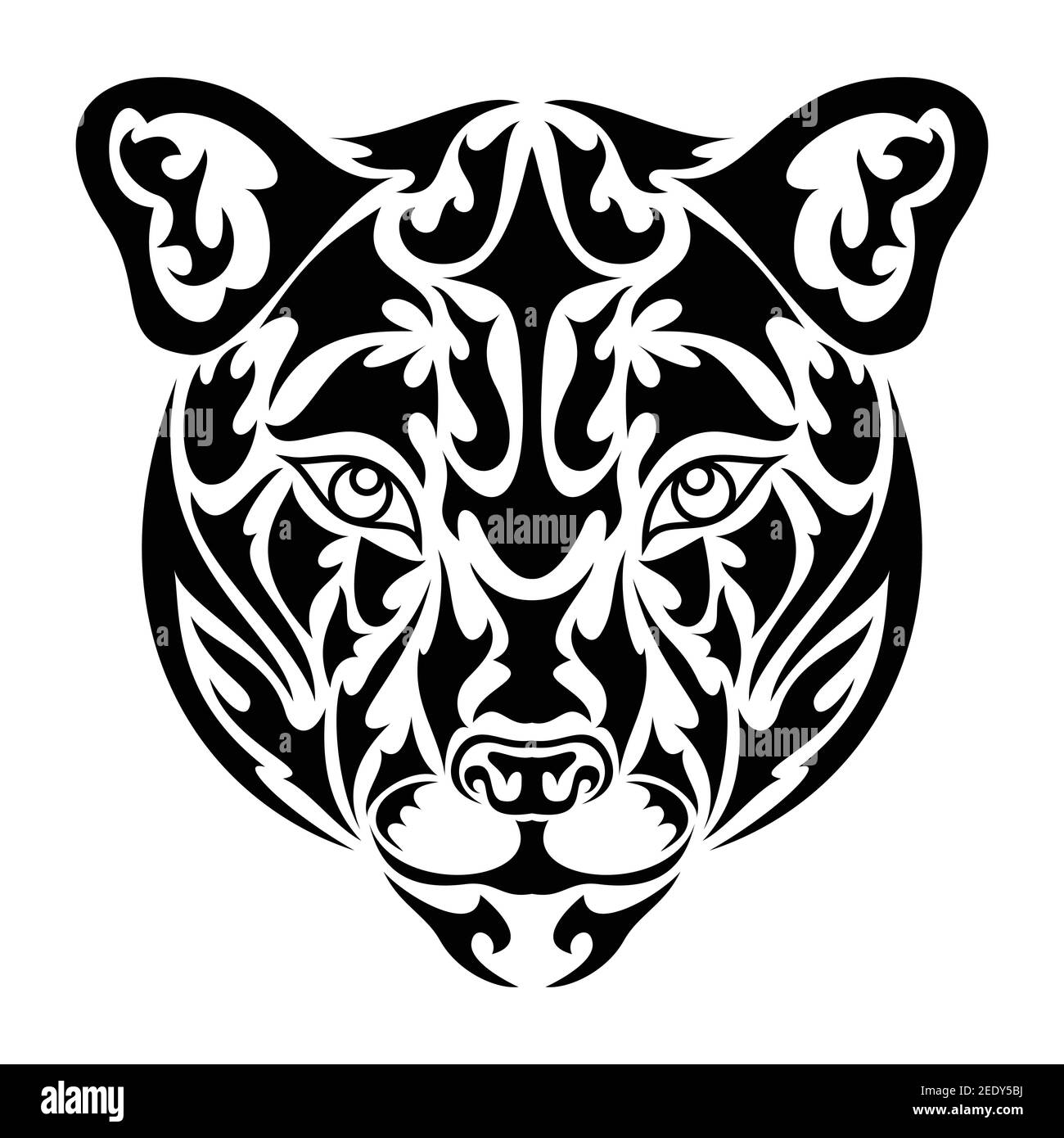 Hand drawn abstract portrait of a puma. Vector stylized illustration for tattoo, logo, wall decor, T-shirt print design or outwear. This drawing would Stock Vector