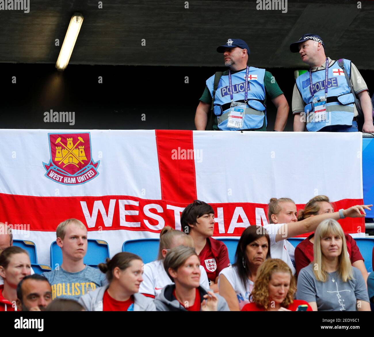 Soccer Football Women S World Cup Group D England V Argentina Stade Oceane Le Havre France June 14 2019 English Police Officers In The Stands With The England