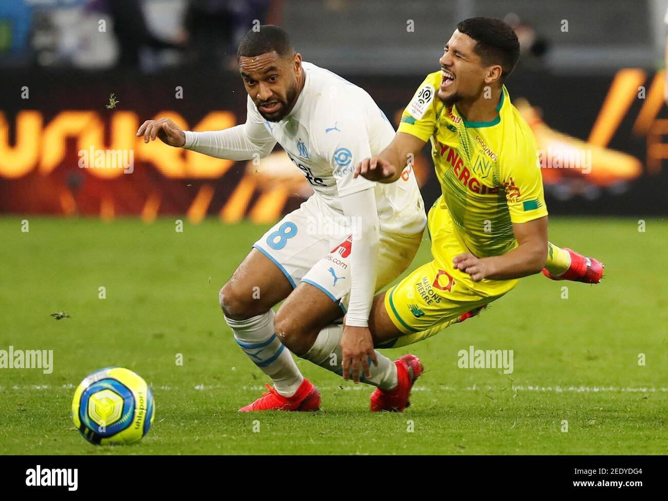 Soccer Football - Ligue 1 - Olympique de Marseille vs Nantes - Orange  Velodrome, Marseille, France - February 22, 2020 Nantes' Ludovic Blas in  action with Olympique de Marseille's Jordan Amavi REUTERS/Eric Gaillard  Stock Photo - Alamy