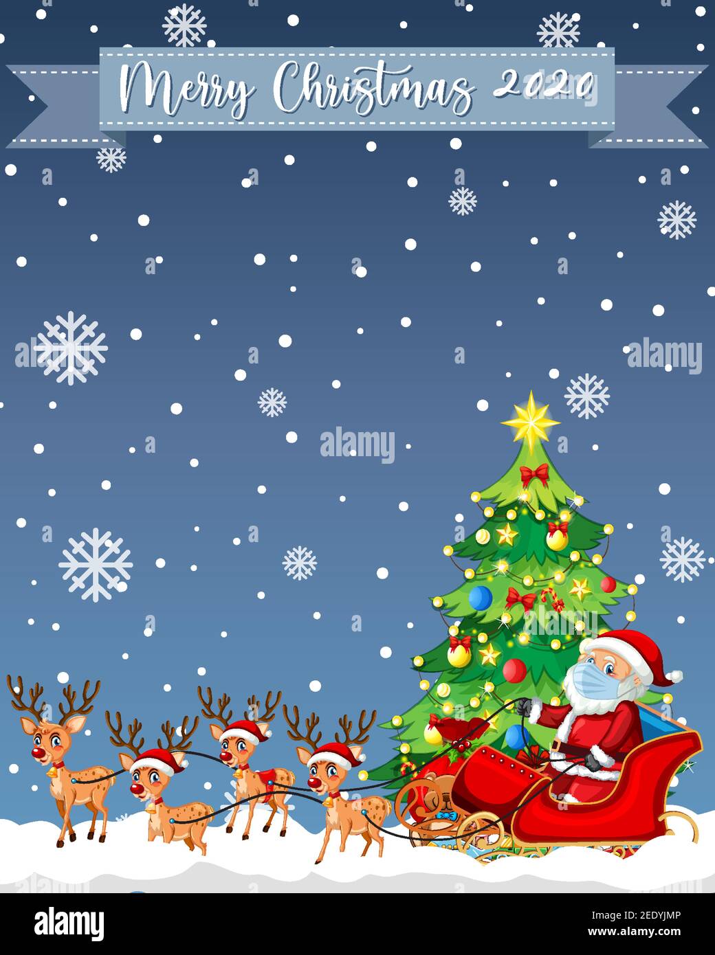 Merry Christmas 2020 font logo with Santa Claus cartoon character on ...