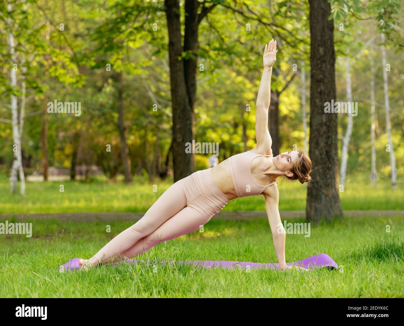 Yoga practice. Tranquility and concentration. Finding inner peace. Stock Photo
