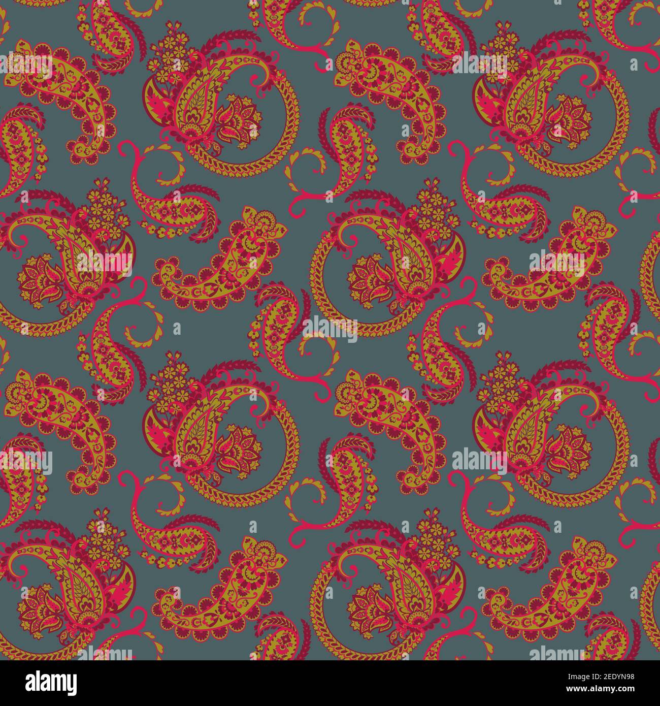 Floral Seamless pattern with paisley ornament Stock Vector