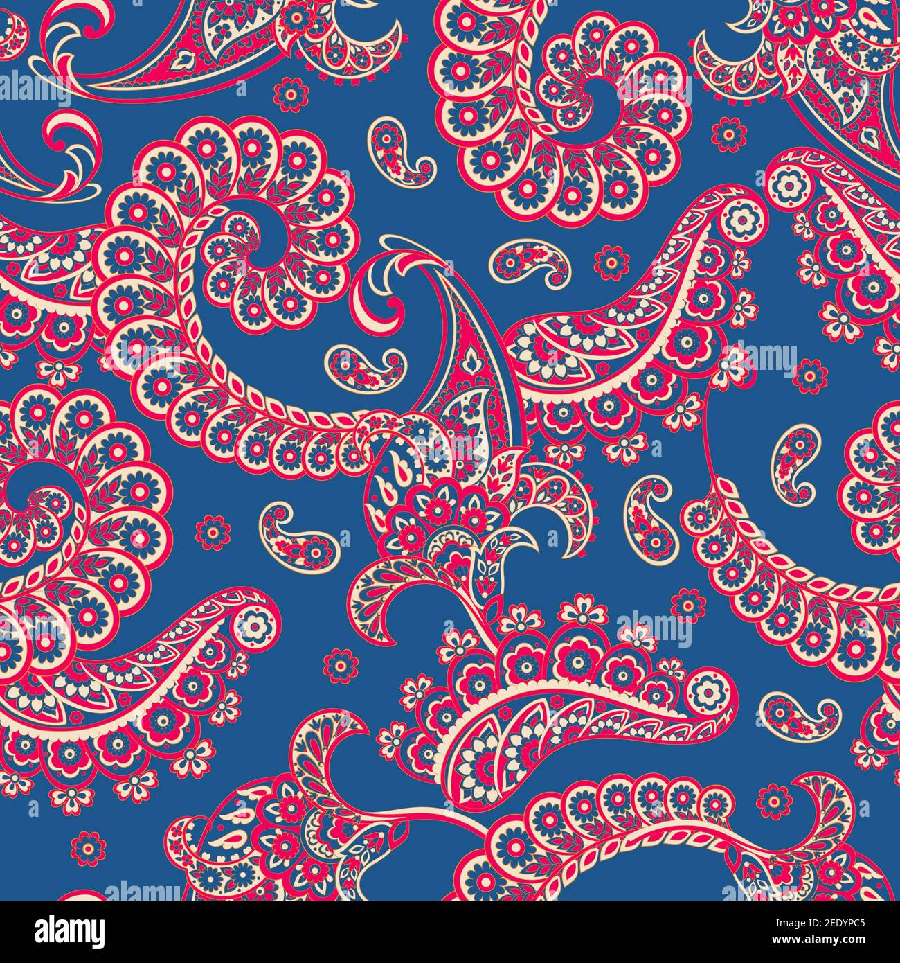 Damask Paisley seamless vector pattern for fabric design. Stock Vector