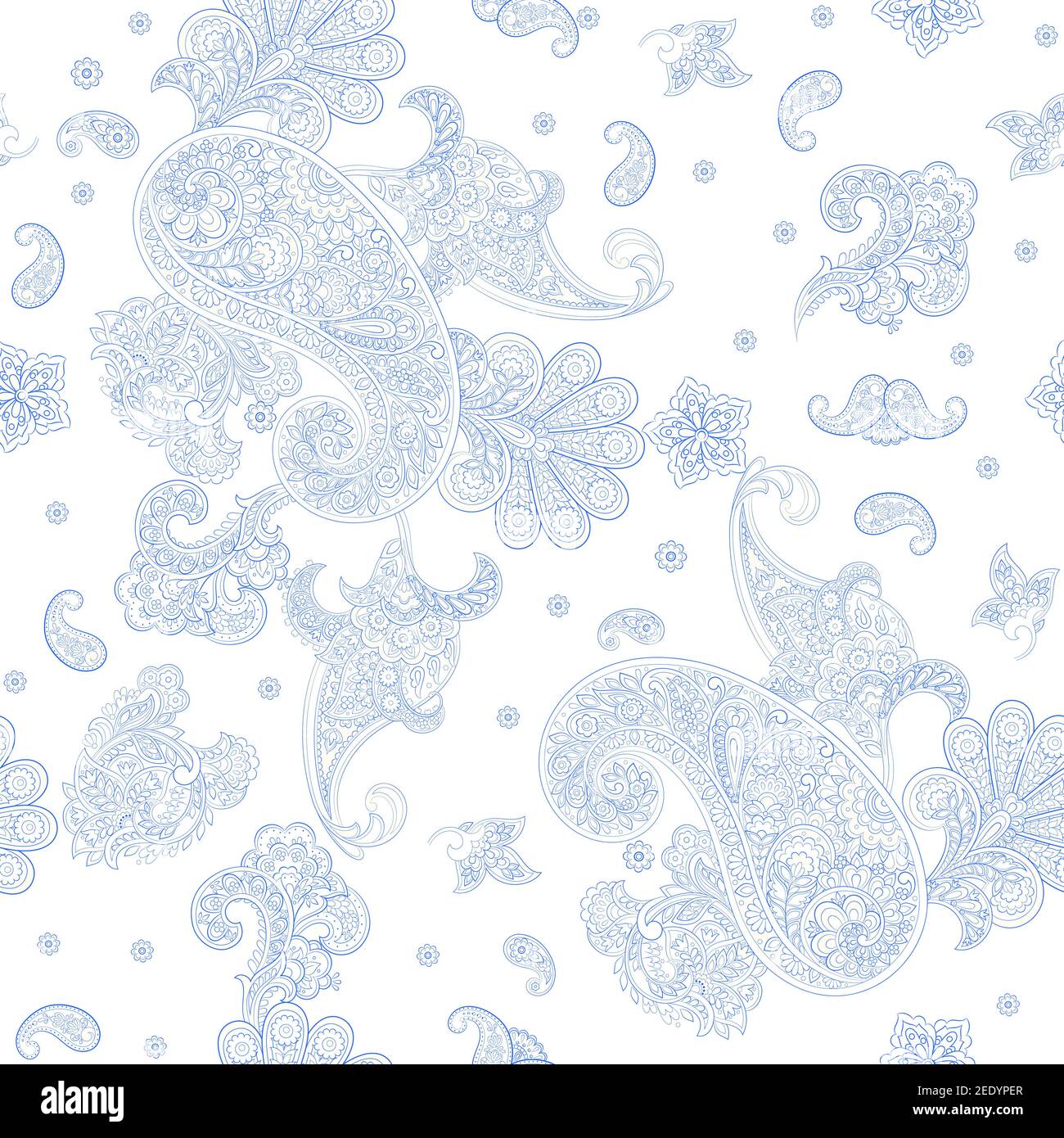Paisley vector seamless pattern. Fantastic flower, leaves. Textile bohemian print. Batik painting. Vintage Stock Vector
