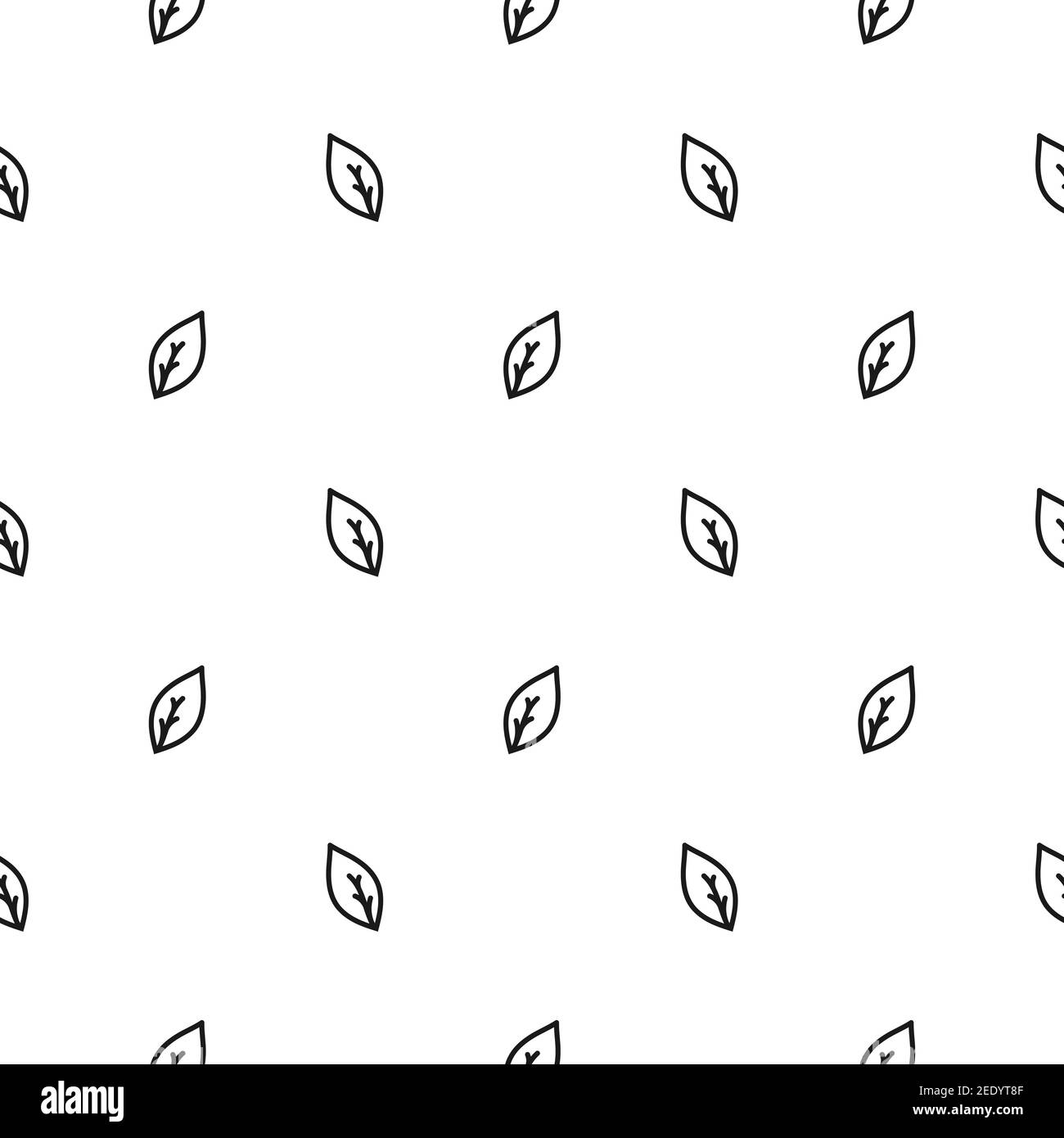Seamless line floral pattern. Black hand drawn leaves texture on white  background. Flat silhouette simple ornament. Nature eco background Stock  Vector Image \u0026 Art - Alamy, image size:1300x1390