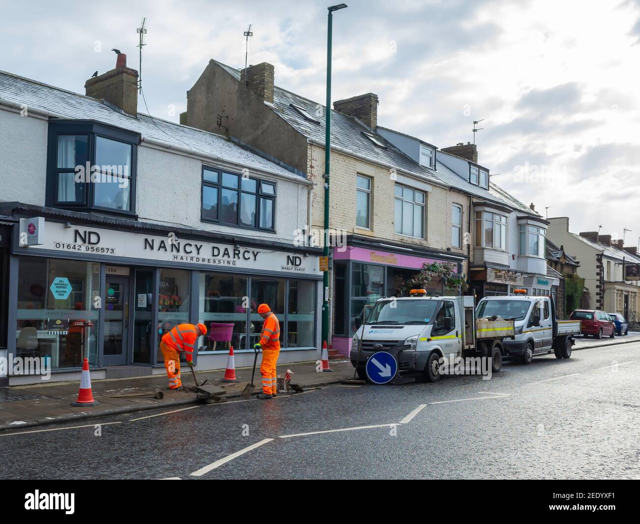 Redcar and Cleveland Council workers in distinctive orange overalls