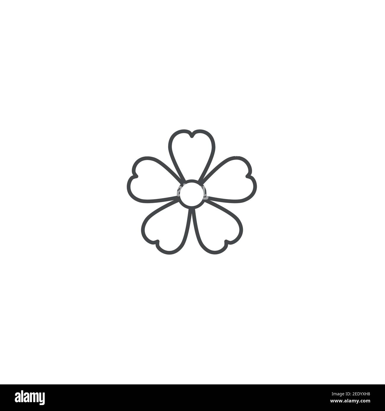 Outline flat icon of forget-me-not flower with big core. Contour ...