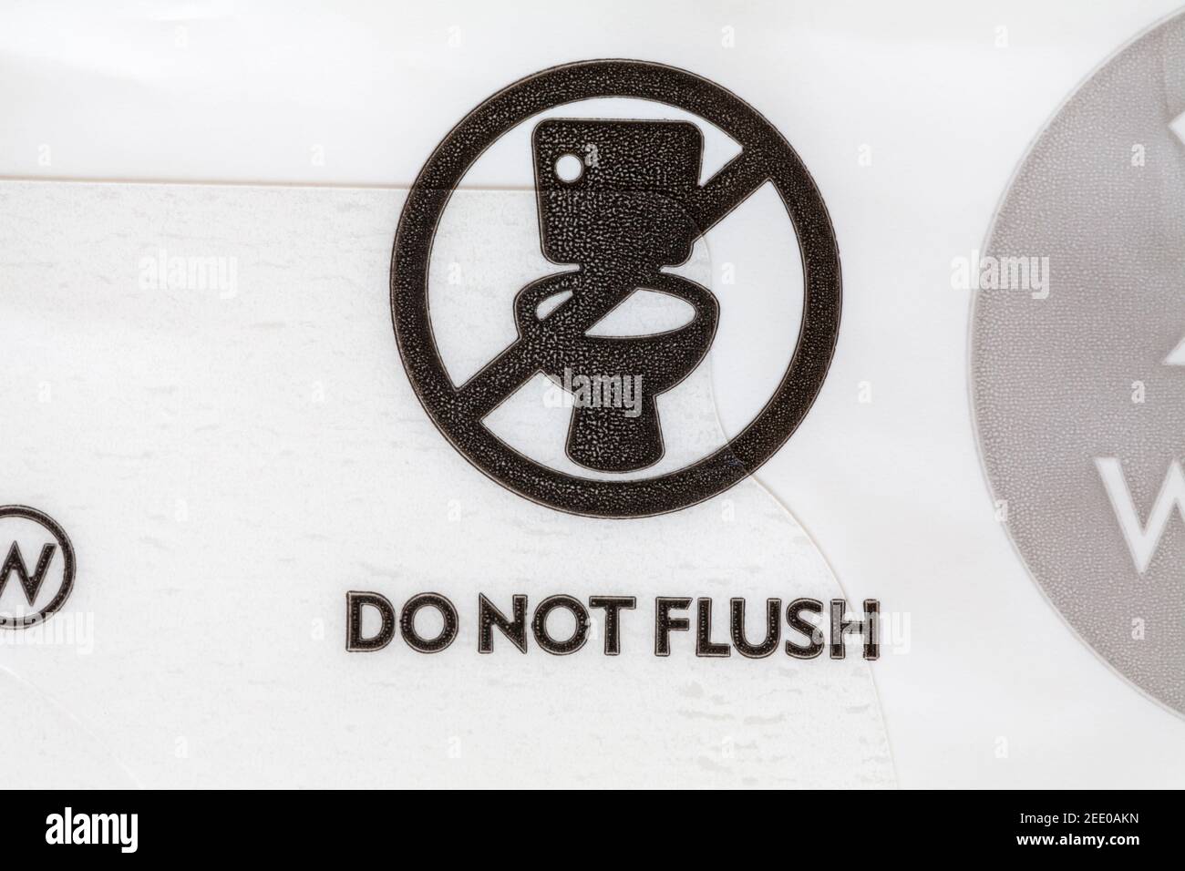 do not flush symbol on pack of essential Waitrose 4 in 1 facial