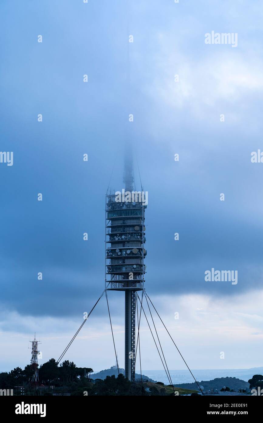 Norman Foster designed Torre de Collserola Communications Tower, Tibidabo, Barcelona, Spain Stock Photo