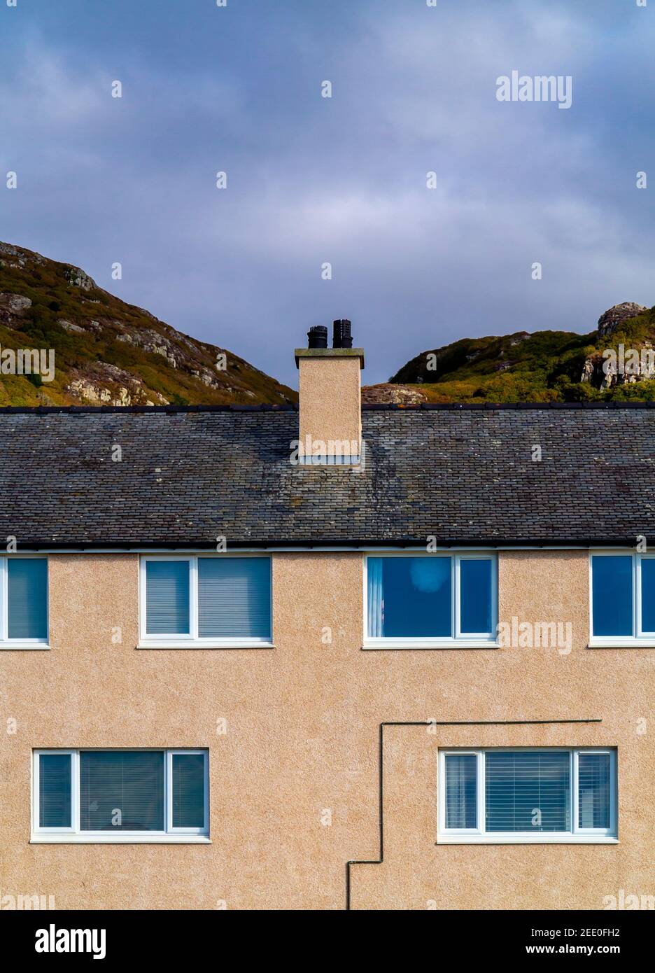 Modern terraced houses at Barmouth in Gwynedd on the North Wales coast