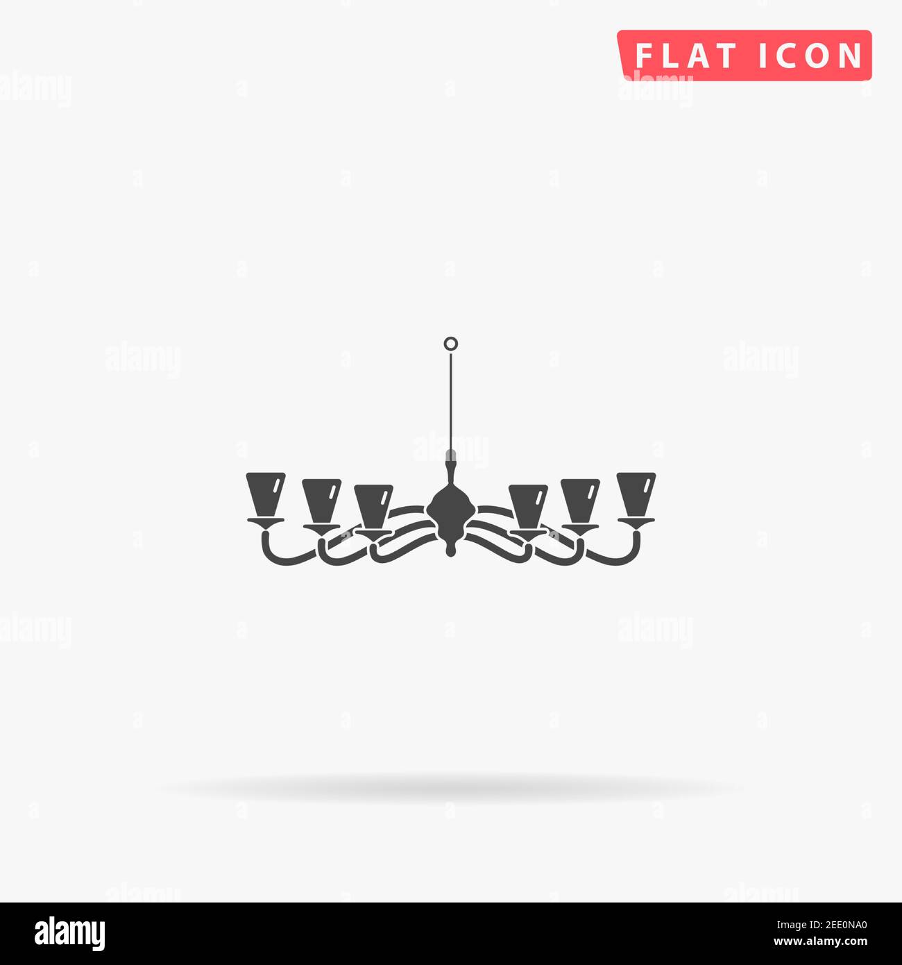 Chandelier flat vector icon. Hand drawn style design illustrations. Stock Vector