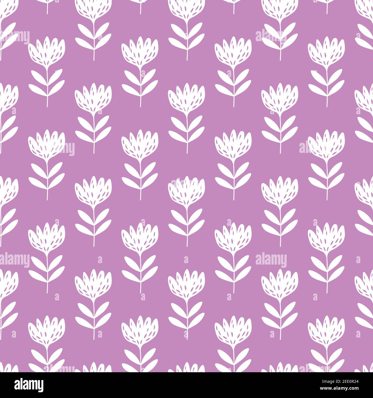 Seamless floral pattern based on traditional folk art ornaments. White ...