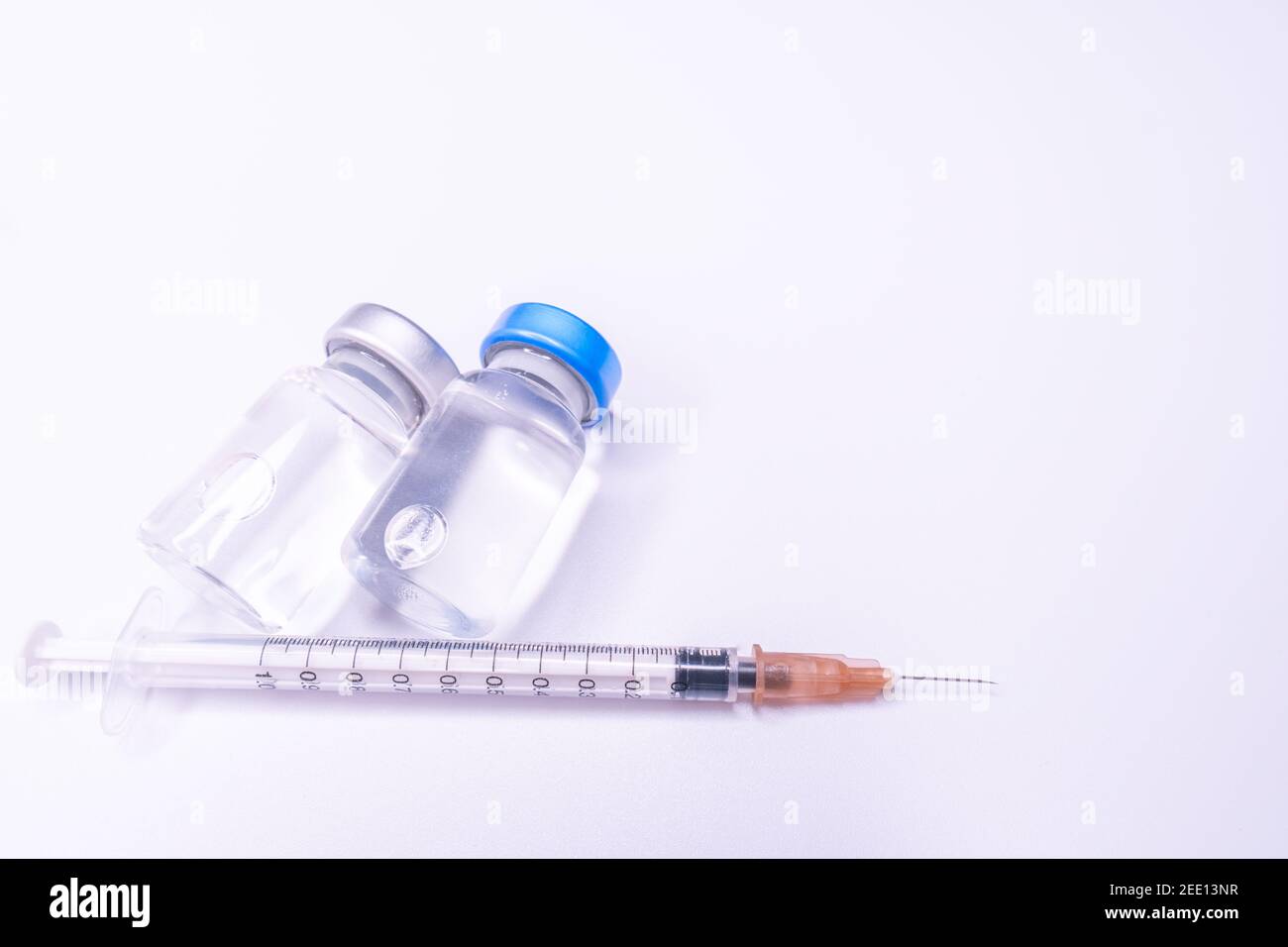 Medicine bottle for injection. Medical glass vials and syringe for ...