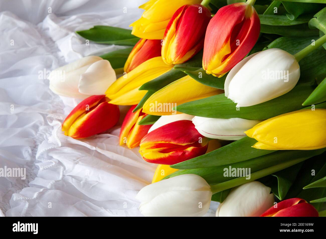 Red White and Yellow Tulips Bouquet Red White and Yellow Tulips Bouquet