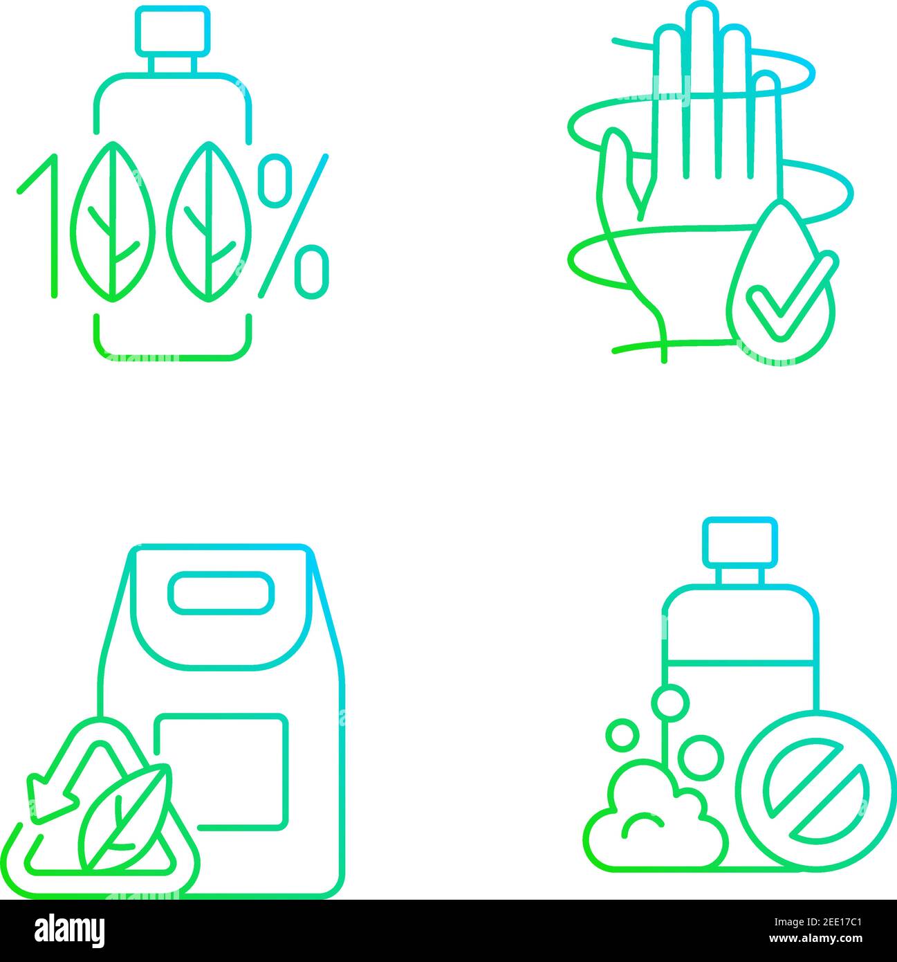 Natural cosmetics gradient linear vector icons set Stock Vector