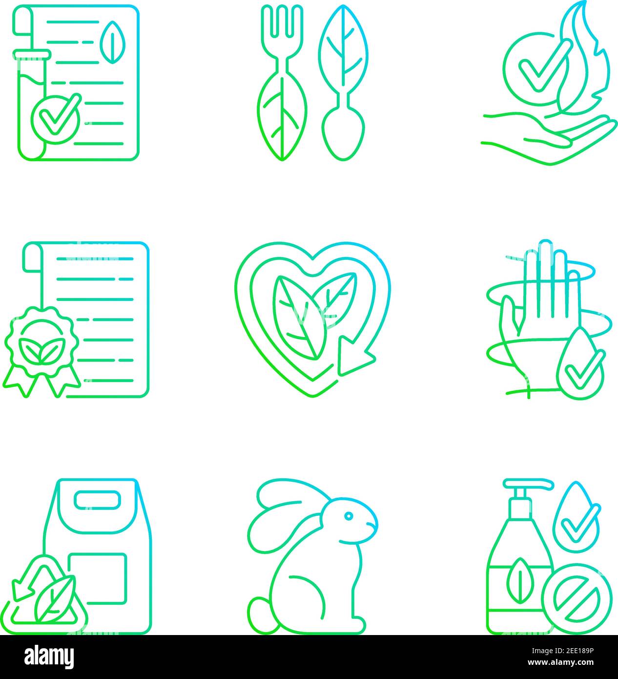 Natural cosmetics gradient linear vector icons set Stock Vector