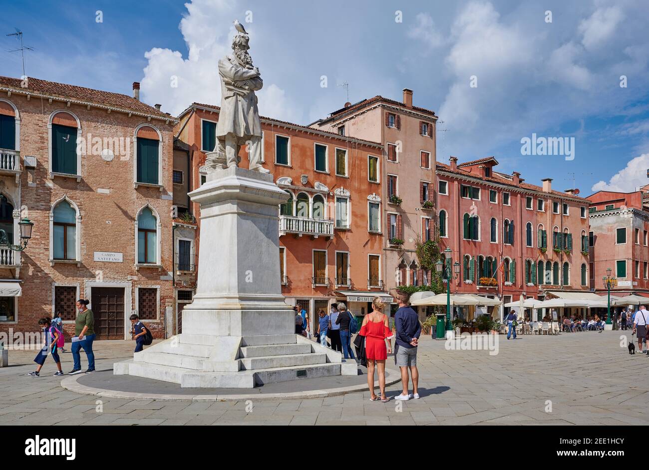 Monumento Niccolo Tommaseo on Campo Santo Stefano, Venice, Veneto, Italy Stock Photo