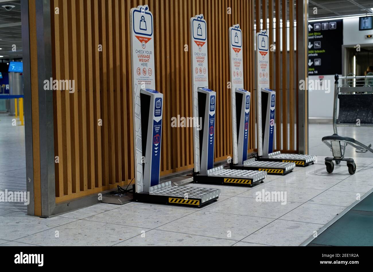 DUBLIN, IRELAND Jan 11, 2020 Row of self service digital scales to