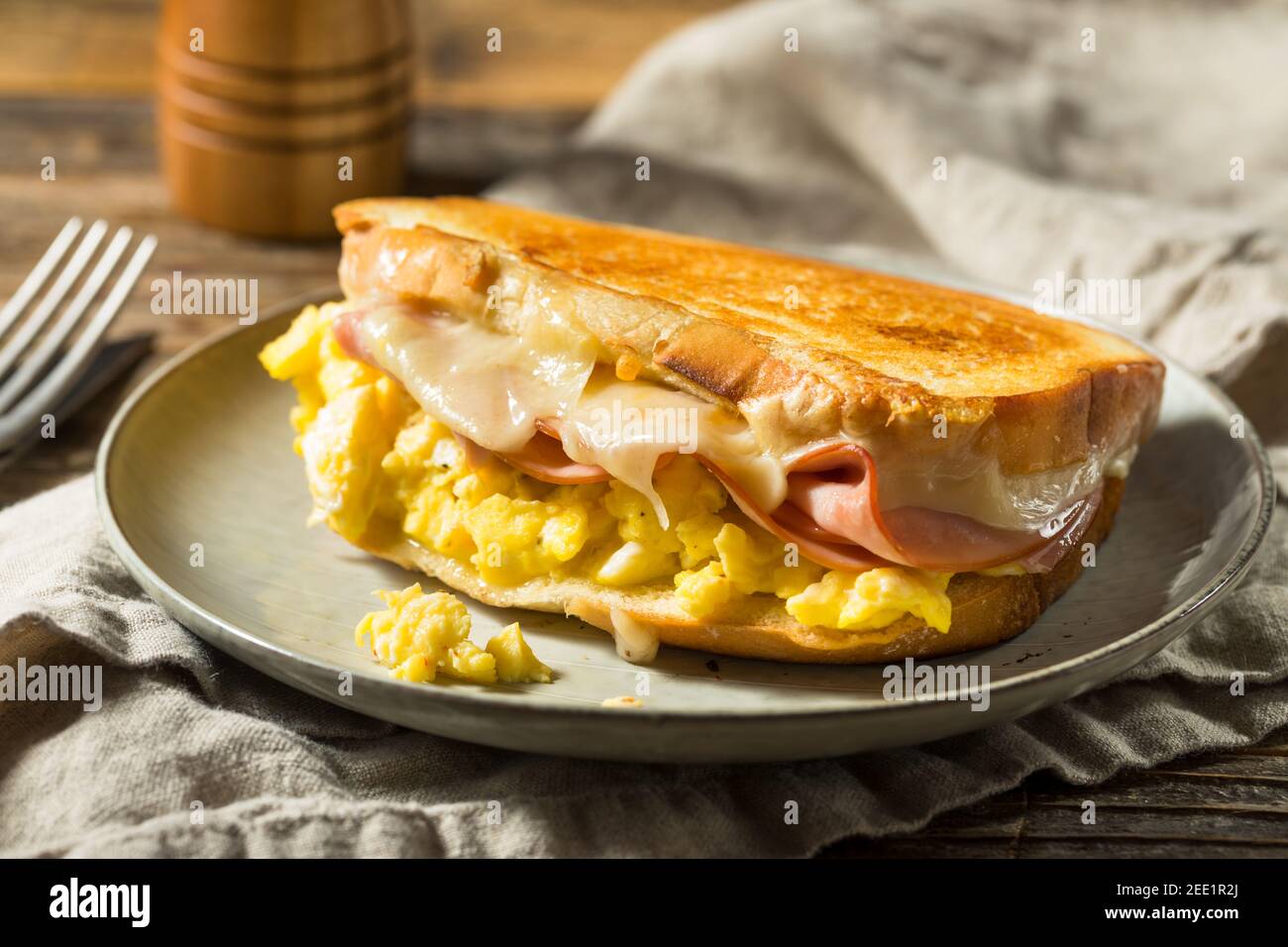 Ham Egg and Cheese Sandwich for Breakfast Stock Photo - Alamy
