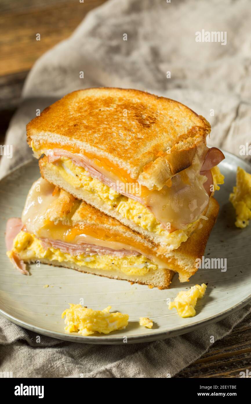 Ham Egg and Cheese Sandwich for Breakfast Stock Photo - Alamy
