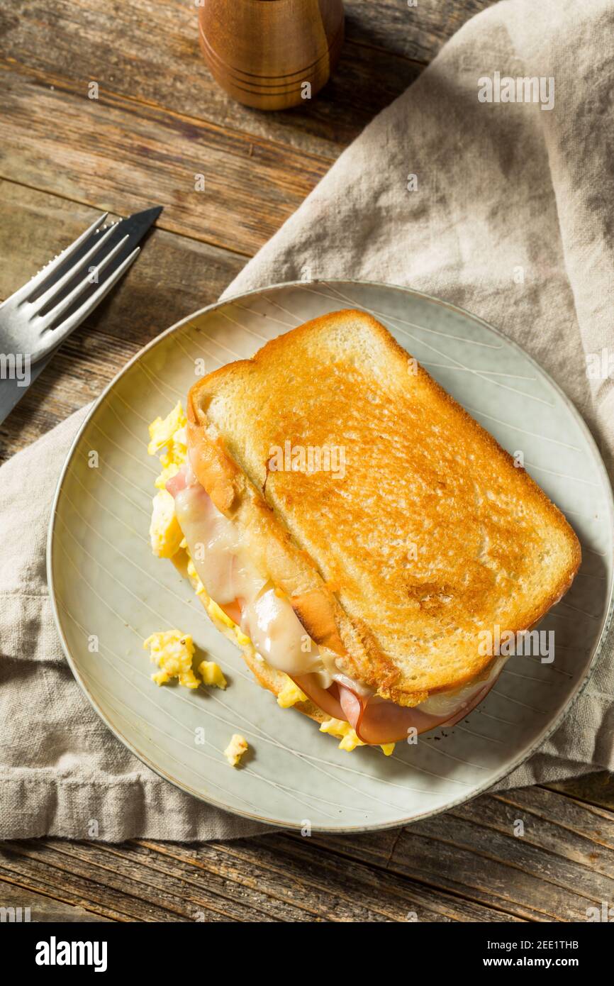Ham Egg and Cheese Sandwich for Breakfast Stock Photo - Alamy