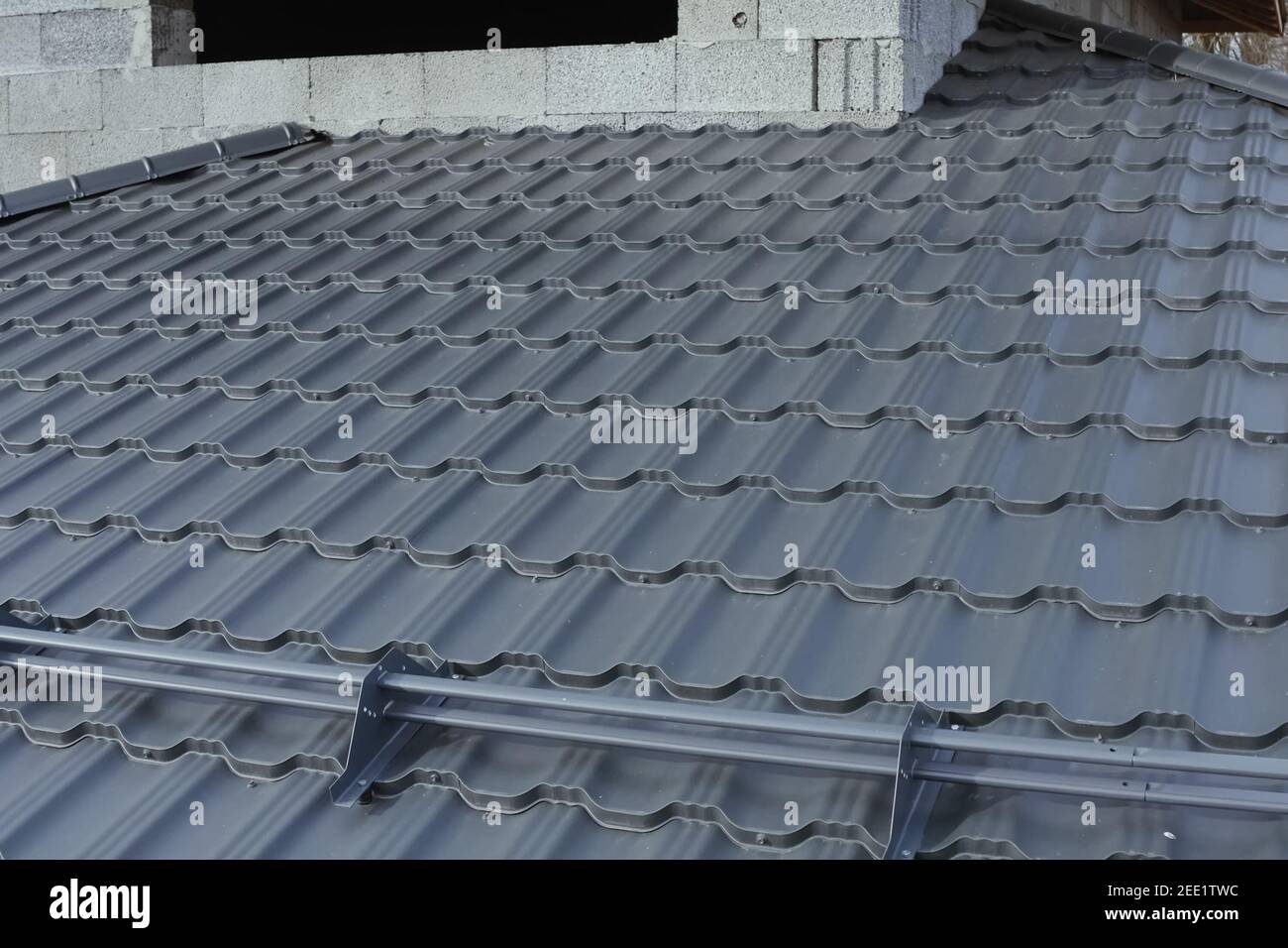 Modern roof made of metal. Corrugated metal roof and metal roofing Stock Photo Alamy