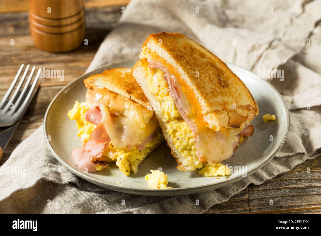 Ham Egg and Cheese Sandwich for Breakfast Stock Photo - Alamy
