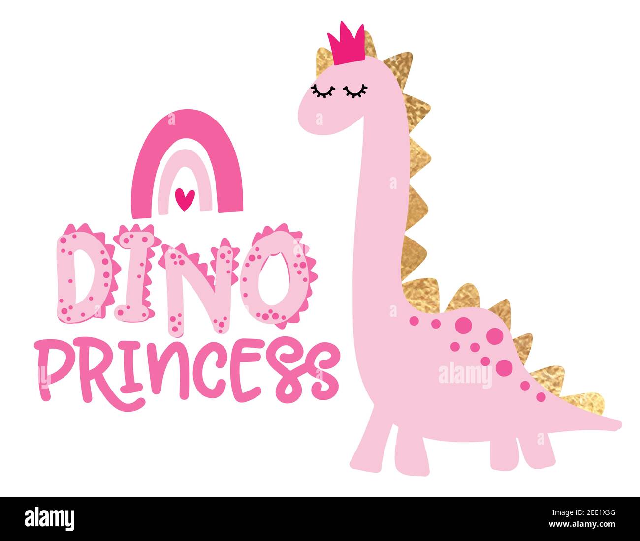 Cute Pink Dinosaur Vector Illustration Stock Illustration
