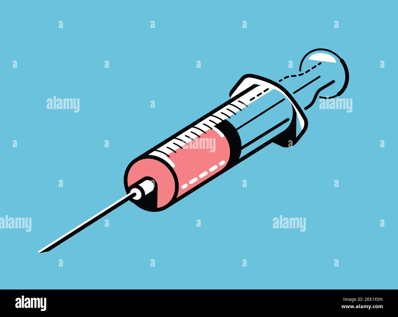 Syringe with vaccine. Medicine, drug vector illustration Stock Vector